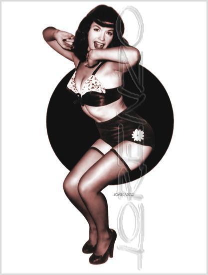 Lorenzo artworks, pin-up art, tribute to Bettie Page