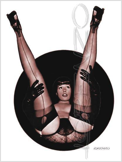 Lorenzo artworks, pin-up art, tribute to Bettie Page
