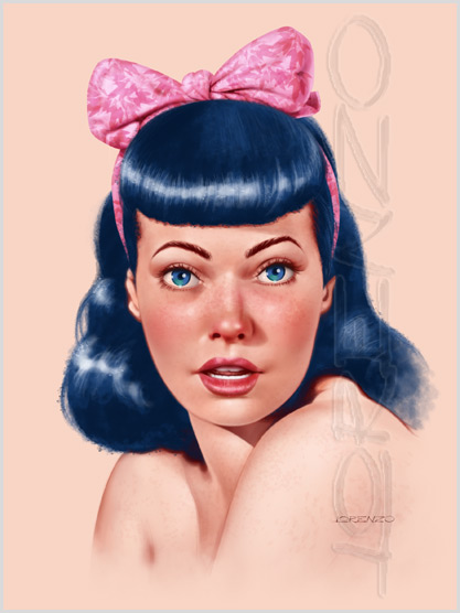 Lorenzo artworks, portraits, Bettie Page