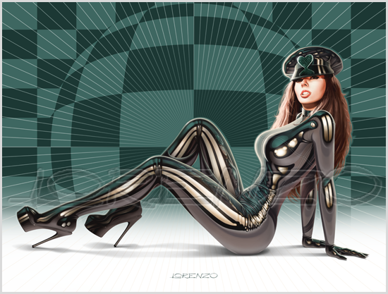 Lorenzo artworks, pin-up art, Model Ijsselina Ijss