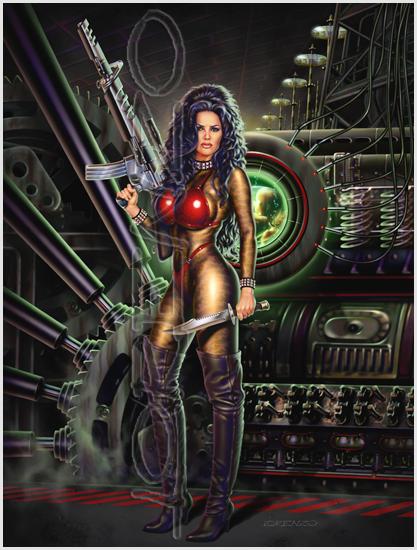 Lorenzo artworks, fantasy art, fantasy paintings, Model Julie Strain