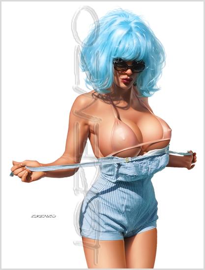 Lorenzo artworks, pin-up art, Model Julie Strain
