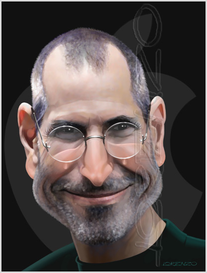 Lorenzo artworks, caricatures, Steve Jobs