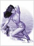 Lorenzo artworks, pin-up art, tribute to Bettie Page