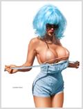 Lorenzo artworks, pin-up art, Model Julie Strain