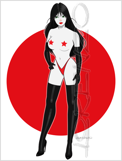 Lorenzo artworks, cartoonized pin-up art