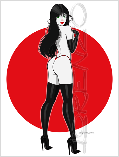 Lorenzo artworks, cartoonized pin-up art