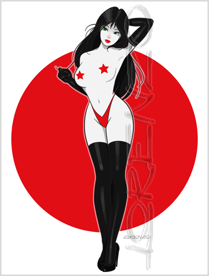 Lorenzo artworks, cartoonized pin-up art