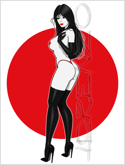 Lorenzo artworks, cartoonized pin-up art