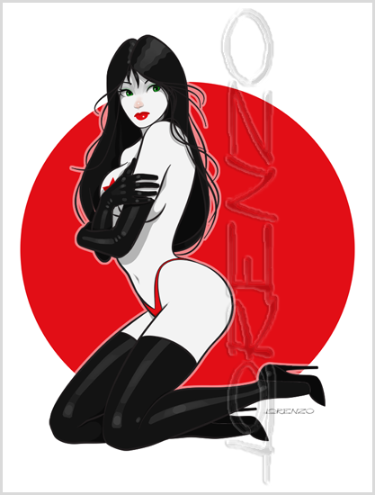 Lorenzo artworks, cartoonized pin-up art
