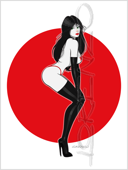 Lorenzo artworks, cartoonized pin-up art