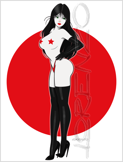 Lorenzo artworks, cartoonized pin-up art