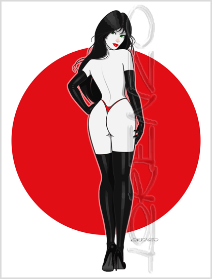 Lorenzo artworks, cartoonized pin-up art