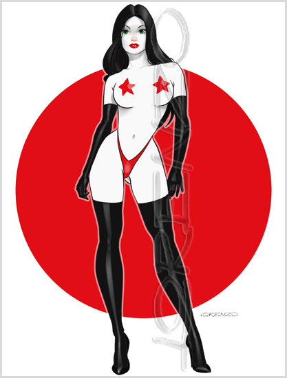 Lorenzo artworks, cartoonized pin-up art