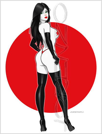 Lorenzo artworks, cartoonized pin-up art