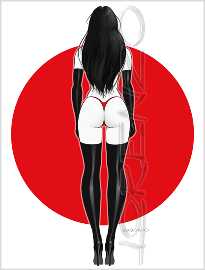 Lorenzo artworks, cartoonized pin-up art