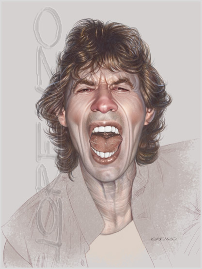 Lorenzo artworks, caricatures, Mick Jagger